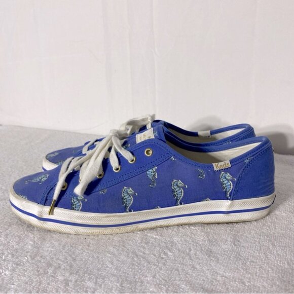 Keds For Kate Spade Blue Seahorse Lace Up Low Top Sneakers 10 - Picture 4 of 12